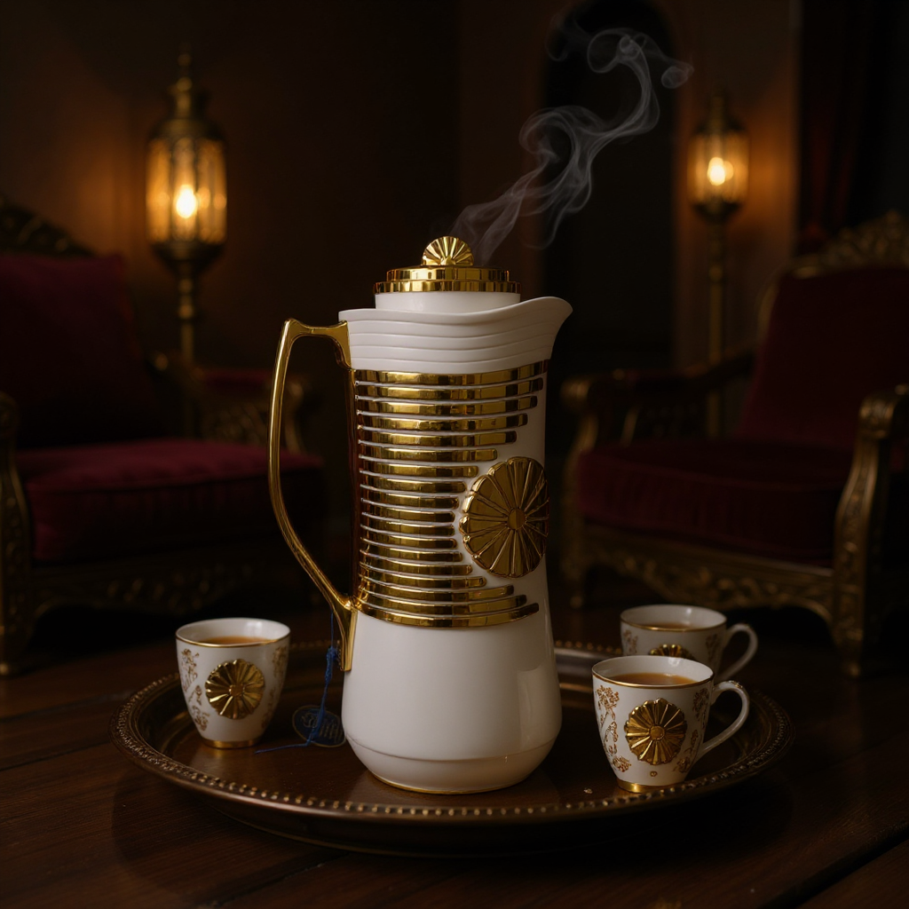ثلاجة قهوة وشاهي اللون الذهبي والأبيض