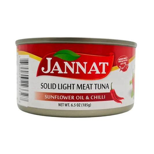 Jannat Solid Light Meat Tuna in sunflower oil & chili
 تونا ابيض خفيف