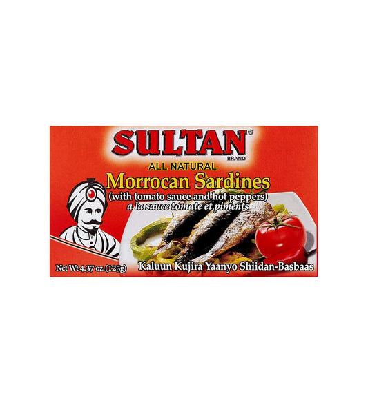 Sultan Moroccan Sardines with Tomato Sauce and Hot Peppers 125g سلطان سردين مغربي
